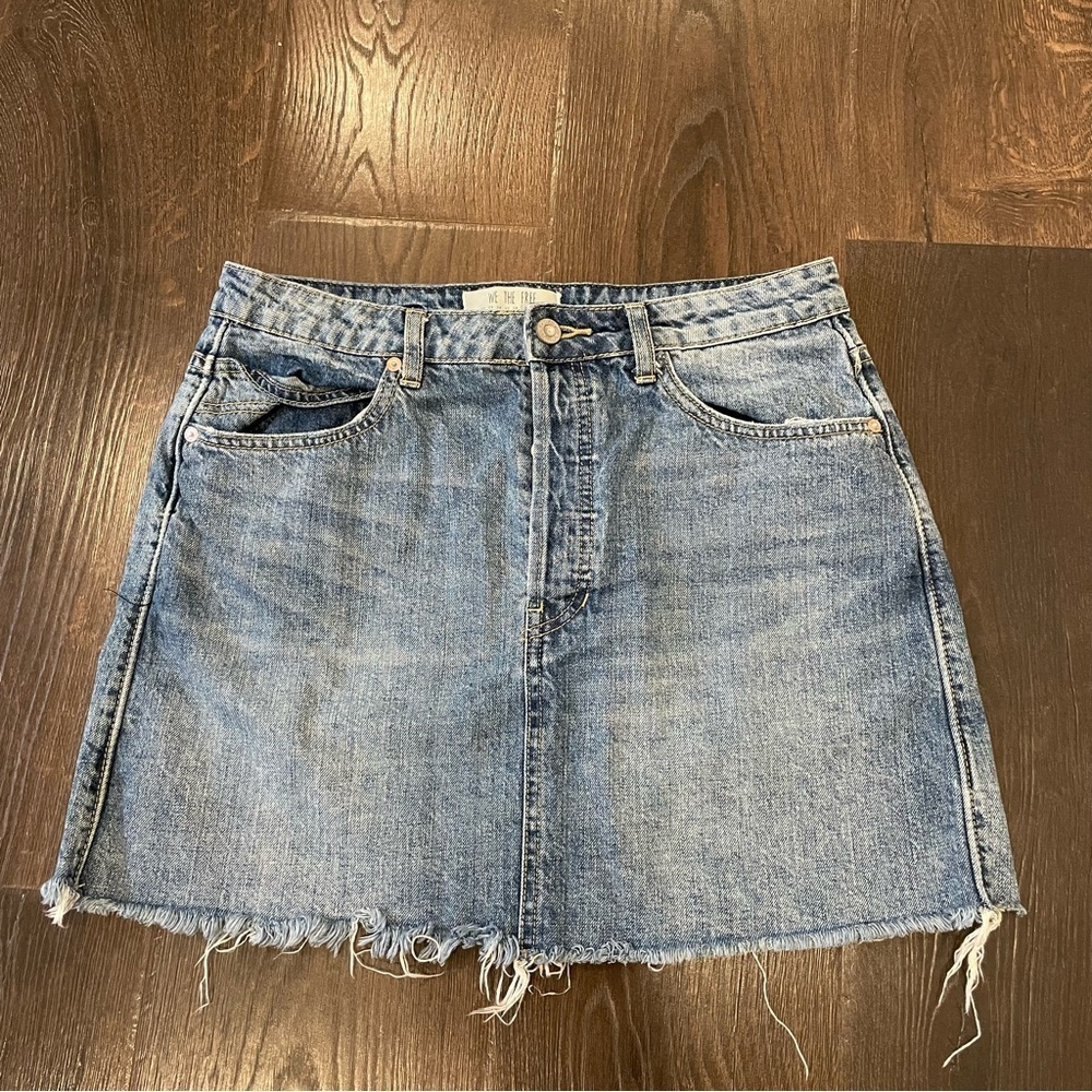 We The Free Blue A-Line Mini Skirt Casual denim
